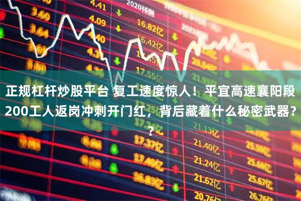 正规杠杆炒股平台 复工速度惊人！平宜高速襄阳段200工人返岗冲刺开门红，背后藏着什么秘密武器？